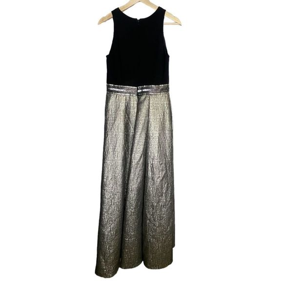 Carmen Marc Valvo Evening Gown Dress Size 6 Maxi Ombré Sequence Black Gold - Picture 5 of 13